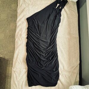 Black Mini Ruched Tube Dress, Size XL